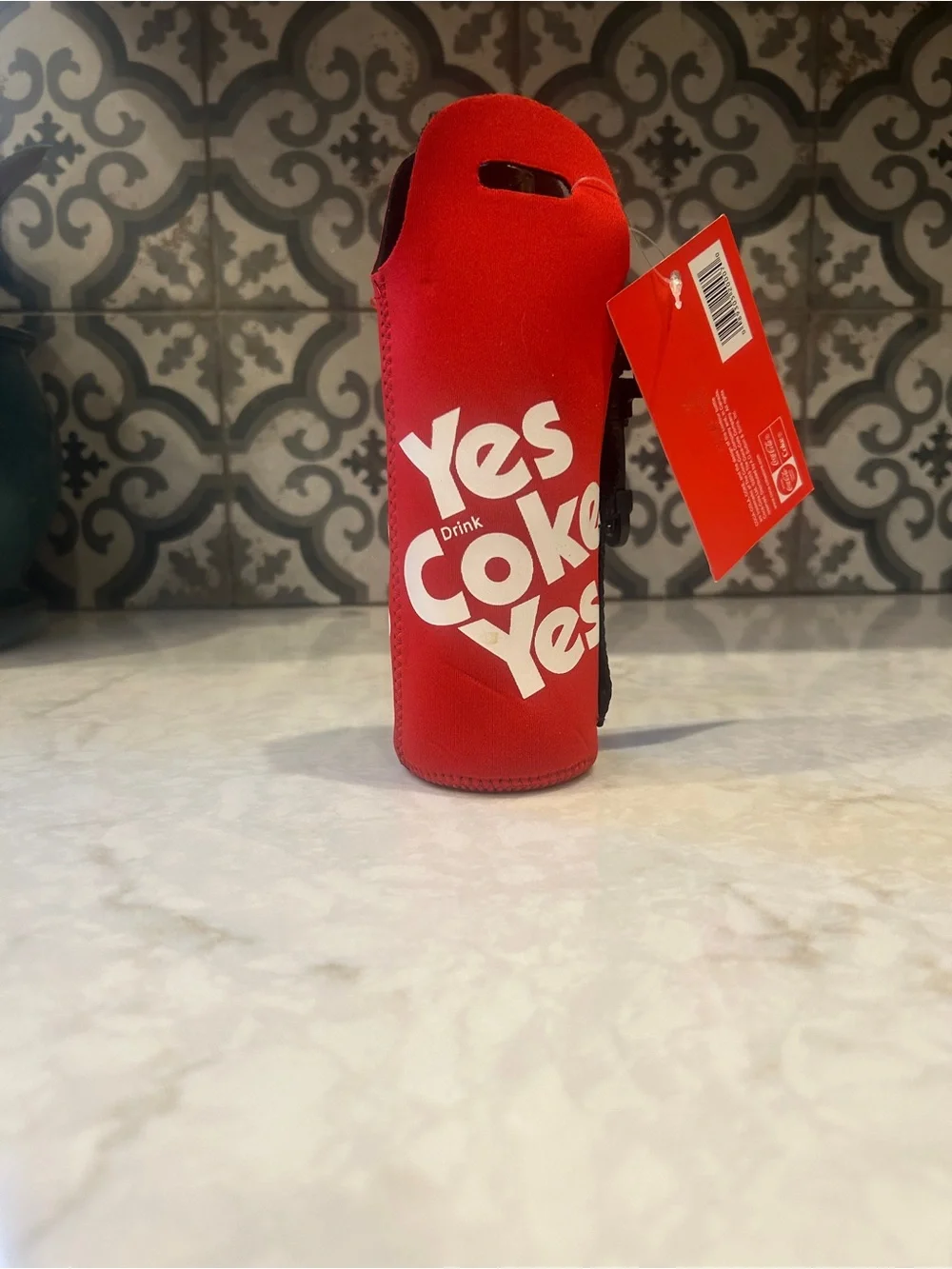 NWT- Coca-Cola Red Bottle Sleeve with White 'Yes Coke Yes' Excellent Condition